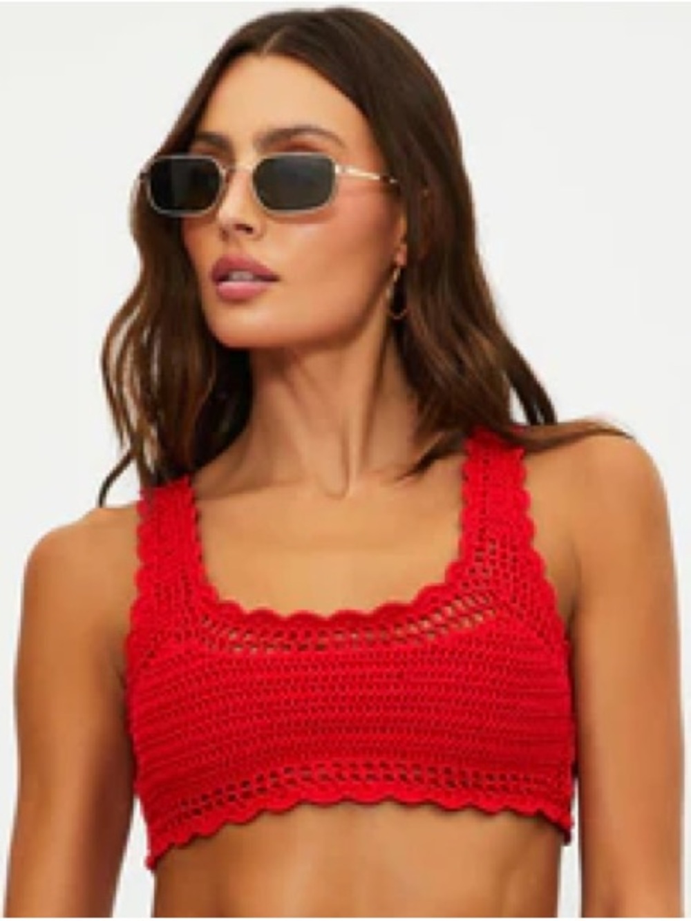 Beach Riot Andy Crochet Swim Top Red  Bikini Top Sz L NWT $138 - Picture 4 of 8